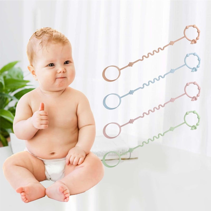 RTMOK (4Pcs) Sippy Cup Strap Keep Bottles and Sippy Cups Off The Floor, Sippy Cup Holder Strap Suitable for High Chairs, Strollers and Water Bottles- Dishwasher Safe - Image 3